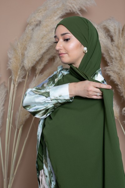 Hijab prêt à nouer soie de Médine kaki