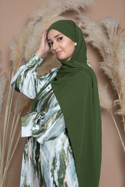 Hijab prêt à nouer soie de Médine kaki