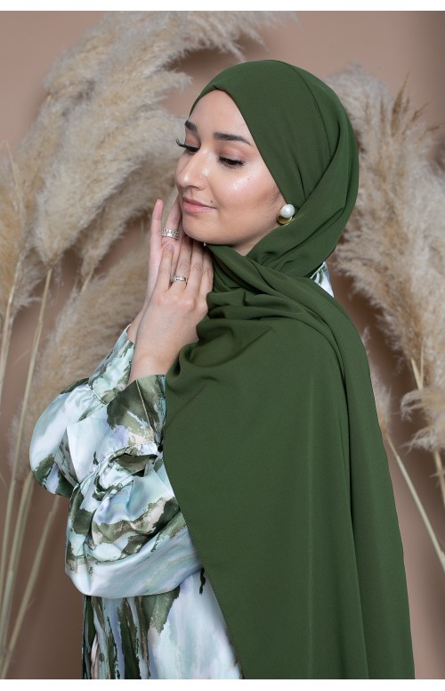 hijab prêt à nouer soie de Médine kaki