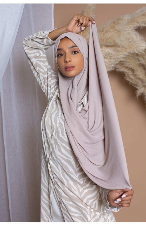 hijab premium mousseline taupe