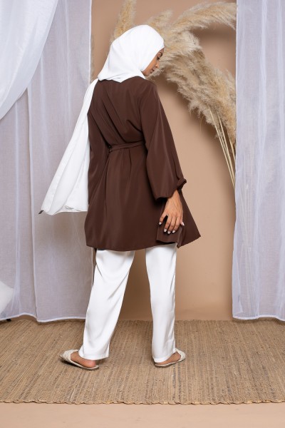Brown wide sleeve flared tunic