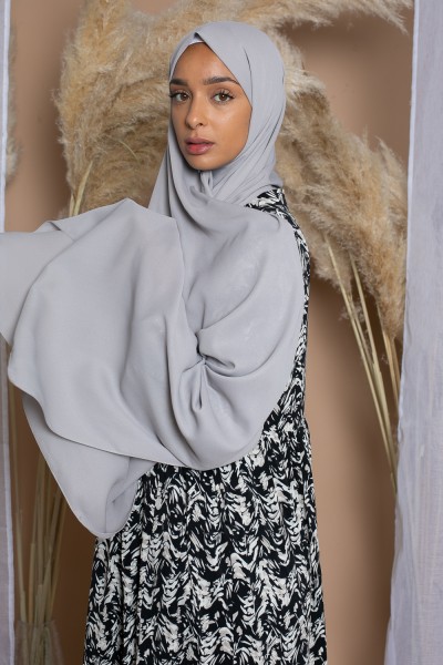 hijab luxe mousseline gris fumé