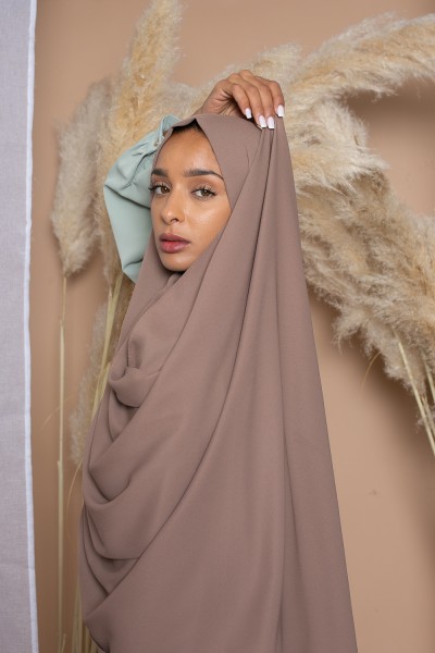 Luxus-Hijab aus braunem, taupefarbenem Chiffon