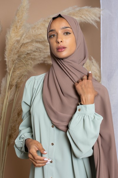 Luxus-Hijab aus braunem, taupefarbenem Chiffon