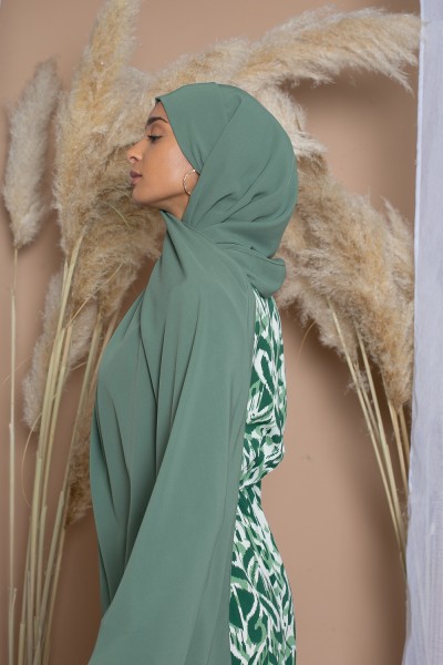 Hijab prêt à nouer soie de Médine vert