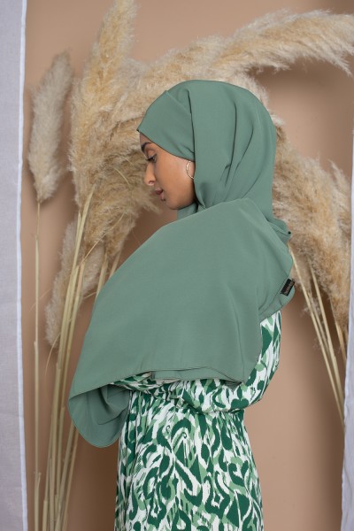 Hijab prêt à nouer soie de Médine vert