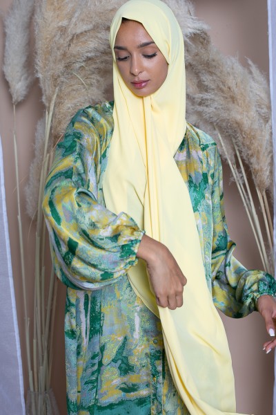 hijab luxe mousseline jaune