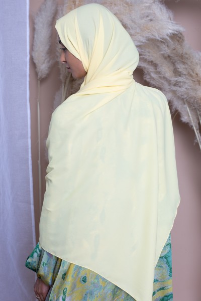hijab de gasa amarilla de lujo