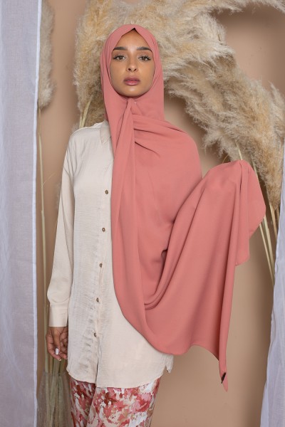 hijab luxe mousseline corail