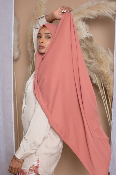 hijab luxe mousseline corail