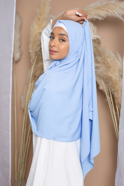 Hijab soie de Médine bleu clair
