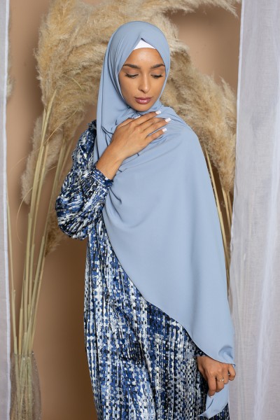 Hijab Medina seda azul gris