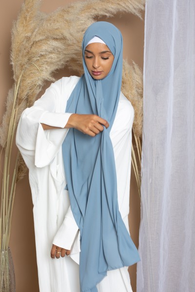 gray blue chiffon luxury hijab
