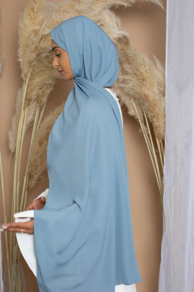 grau-blauer Chiffon-Luxus-Hijab