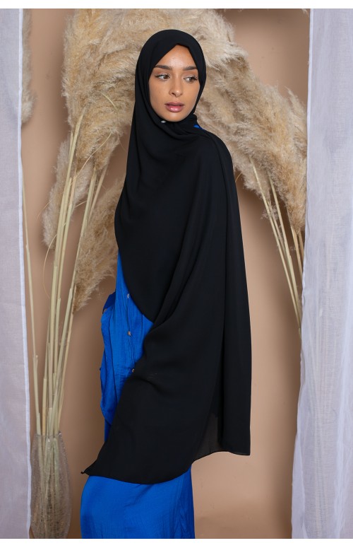 hijab mousseline premium noir pour été