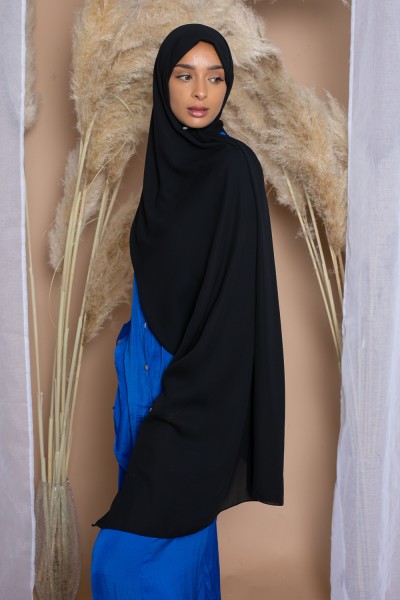 Luxury black muslin hijab