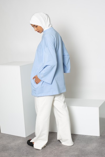 Maxi t-shirt with wide sleeves, sky blue Salam