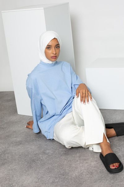 Maxi t-shirt with wide sleeves, sky blue Salam