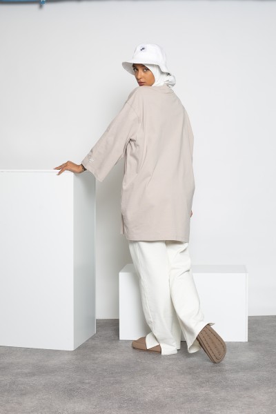 Salam taupe wide-sleeved maxi t-shirt