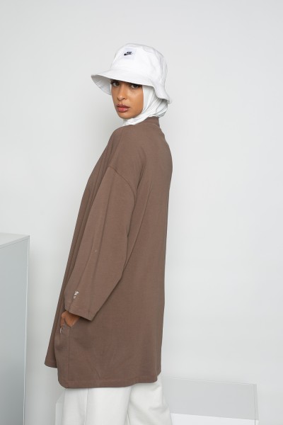 Maxi wide-sleeved t-shirt chocolate Salam