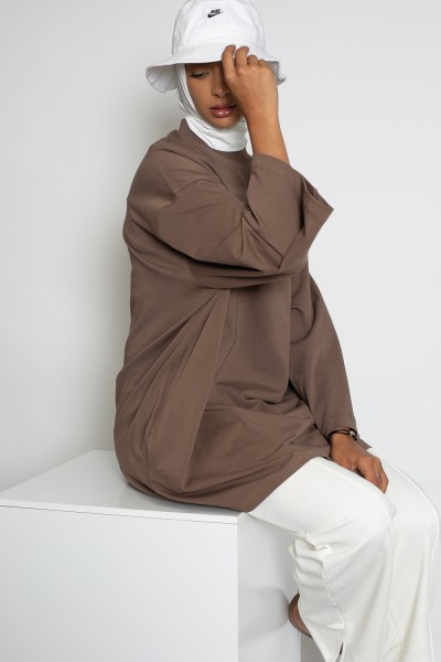Salam chocolate wide-sleeved maxi t-shirt