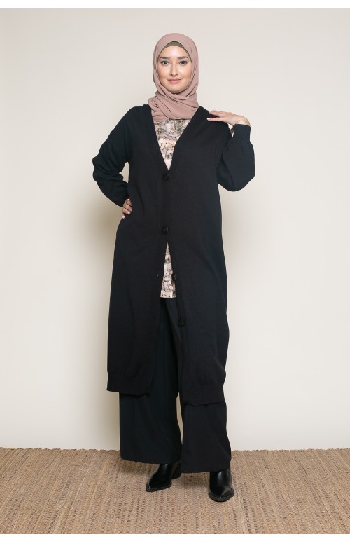 gilet long noir pour femme boutique moderne hijab