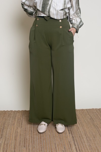 Khaki wide pleated pants