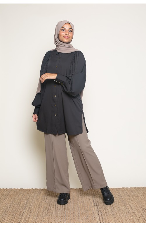 Chemise longue manche ballon collection automne hiver pour femme boutique musulmane