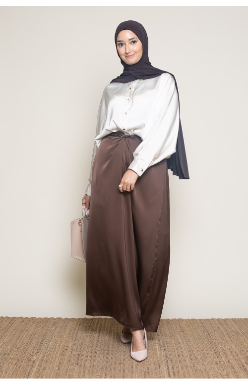 Jupe longue satiné classe et chic boutique musulmane pour femme moderne