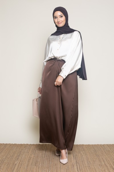 Jupe longue satiné classe et chic boutique musulmane pour femme moderne