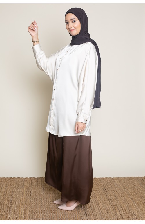 Chemise satiné coupe papillon boutique musulmane de vêtement