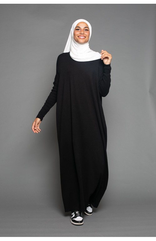 robe pull maille fine noire collection automne boutique musulmane de prêt à porter pour femme