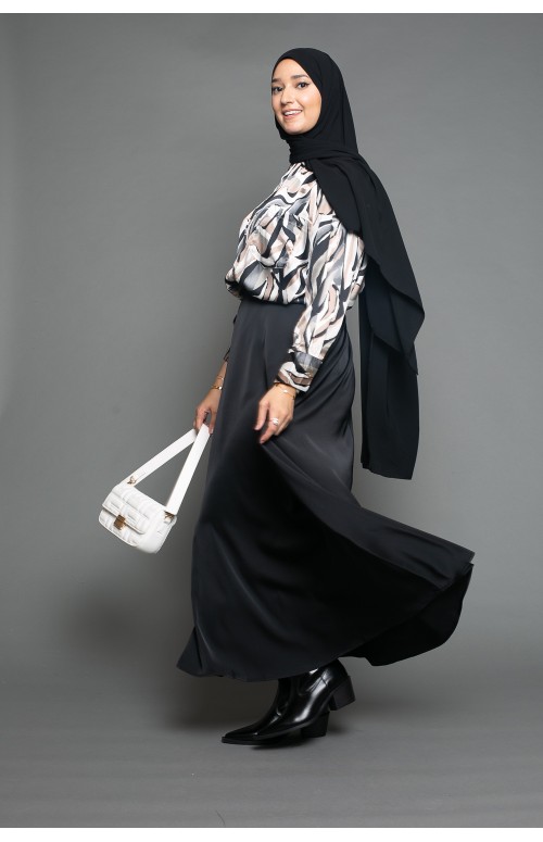 Jupe longue évasée noir boutique hijab classe et moderne