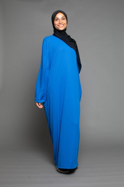 abaya oversize bleu roi pour jeune femme musulmane