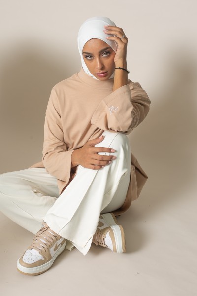 Maxi tee shirt manches larges Beige Salam