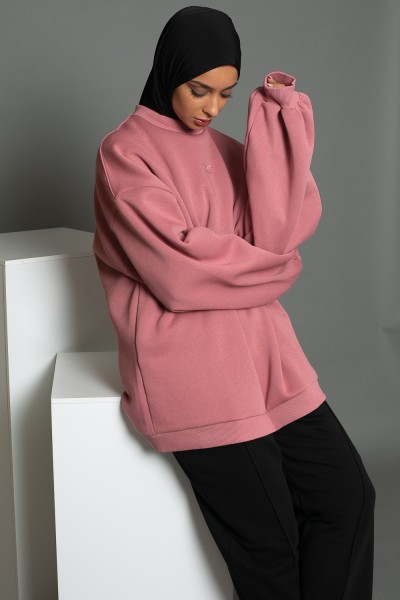 Maxi Salam sweatshirt with balloon sleeves, old pink