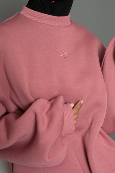 Maxi Salam sweatshirt with balloon sleeves, old pink