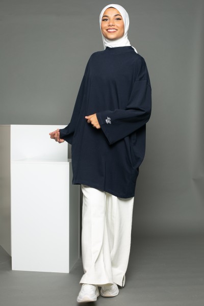 Maxi t-shirt with wide sleeves Dark blue Salam