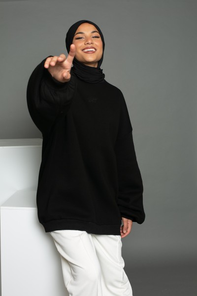 Salam Maxi-Sweatshirt mit schwarzen Ballonärmeln