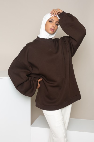 Maxi brown balloon sleeve Salam sweatshirt