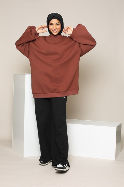 Maxi Salam sweatshirt with chocolate balloon sleeves
