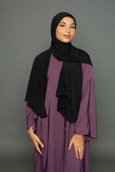 Hijab zum Binden bereit, Premium-Sandjersey in Schwarz