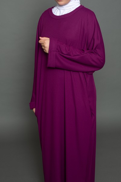 Oversized abaya for young girls in plum