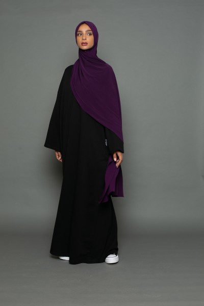 Premium sandy jersey aubergine hijab