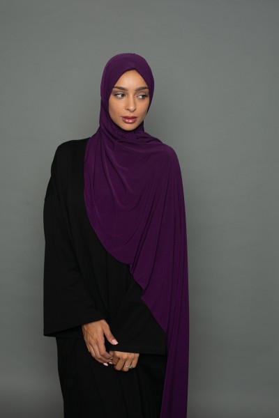 Premium sandy jersey aubergine hijab