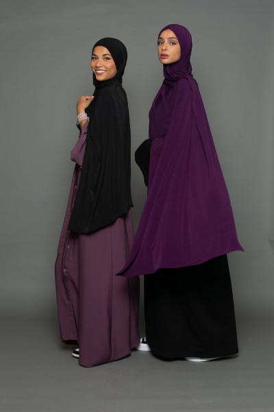 Hijab berenjena de punto arenoso premium