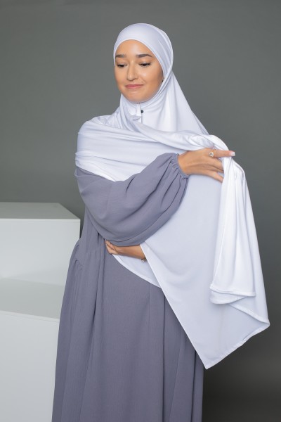 Hijab listo para atar jersey blanco arena premium