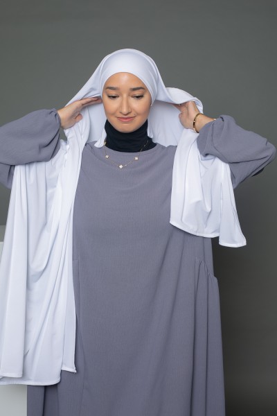 Hijab listo para atar jersey blanco arena premium