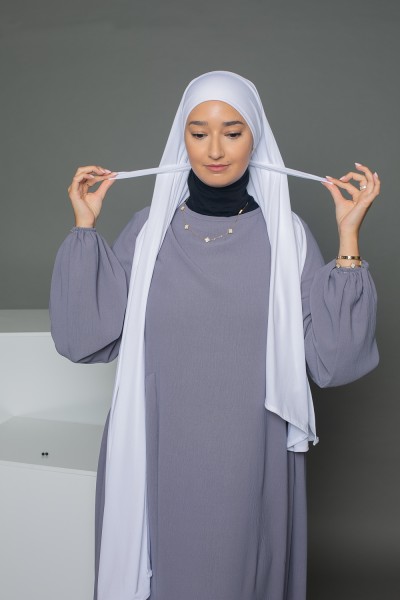 Hijab prêt à nouer premium sandy jersey blanc