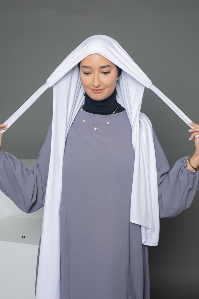 Hijab prêt à nouer premium sandy jersey blanc